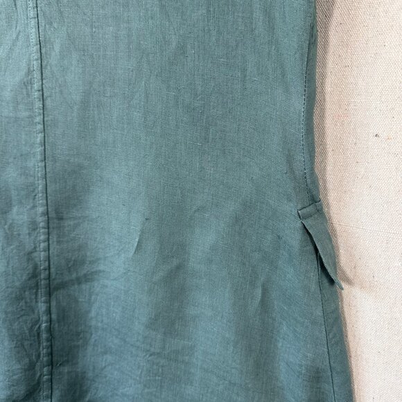 VTG Y2K 90s Sage Full Button Down Linen Column Straight Pencil Dress | Size L - Picture 5 of 8